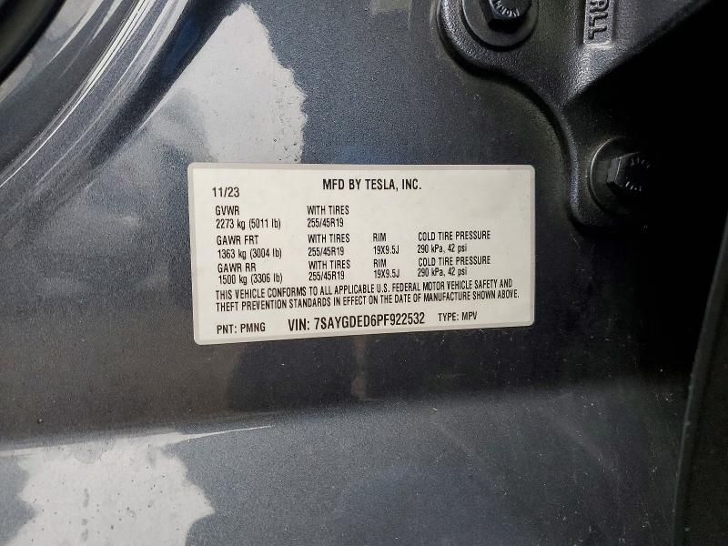 48475146 :رقم المزاد ، 7SAYGDED6PF922532 vin ، 2023 Tesla Model Y مزاد بيع