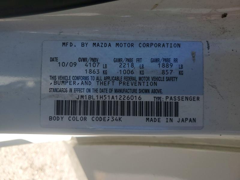 2010 Mazda 3 მანქანა იყიდება აუქციონზე, vin: JM1BL1H51A1226016, აუქციონის ნომერი: 49101316