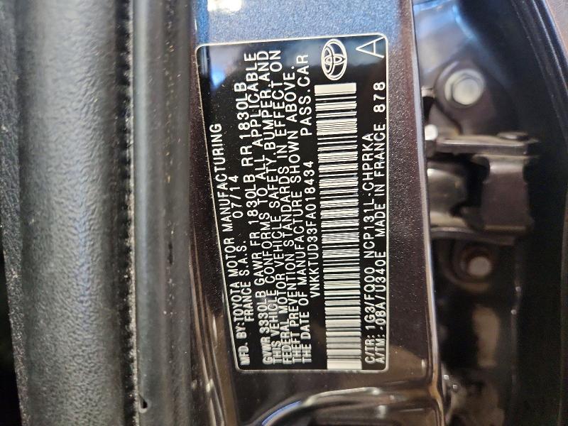 Aukcja sprzedaży 2015 Toyota Yaris, vin: VNKKTUD33FA018434, numer aukcji: 49859676