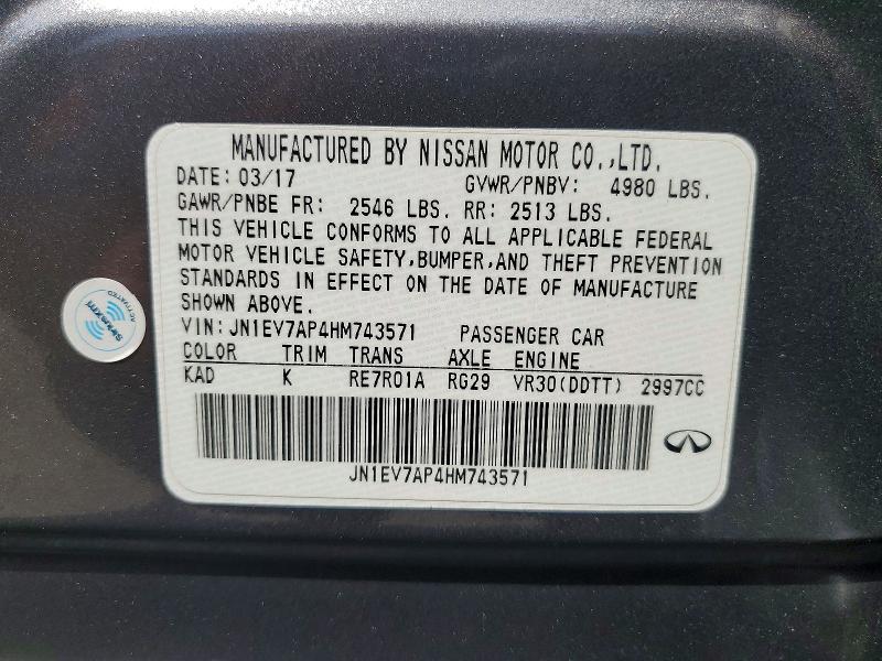 Продажа на аукционе авто 2017 Infiniti Q50, vin: JN1EV7AP4HM743571, номер лота: 51832736