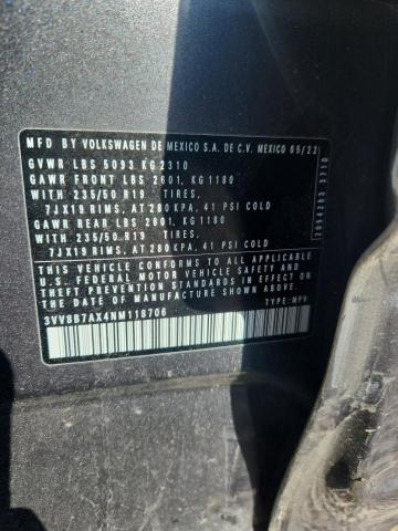 Продаж на аукціоні авто 2022 Volkswagen Tiguan, vin: 3VV8B7AX4NM118706, номер лоту: 50899036