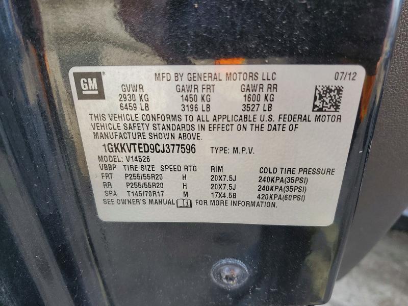Aukcja sprzedaży 2012 Gmc Acadia, vin: 1GKKVTED9CJ377596, numer aukcji: 48963606