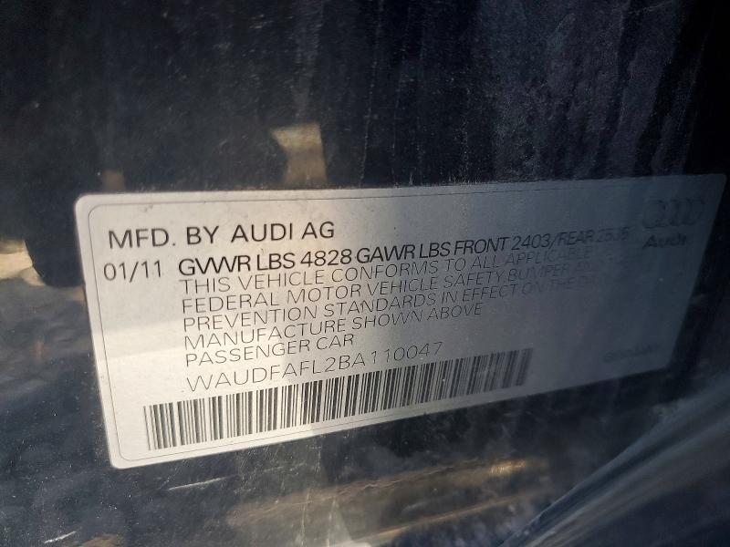 Продаж на аукціоні авто 2011 Audi A4, vin: WAUDFAFL2BA110047, номер лоту: 50769596