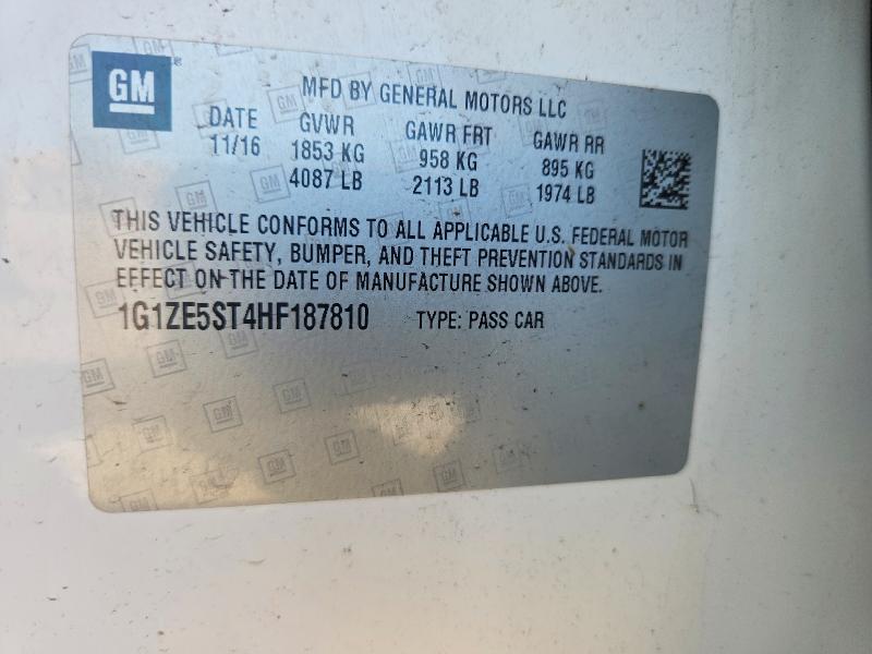 50231496 :رقم المزاد ، 1G1ZE5ST4HF187810 vin ، 2017 Chevrolet Malibu مزاد بيع