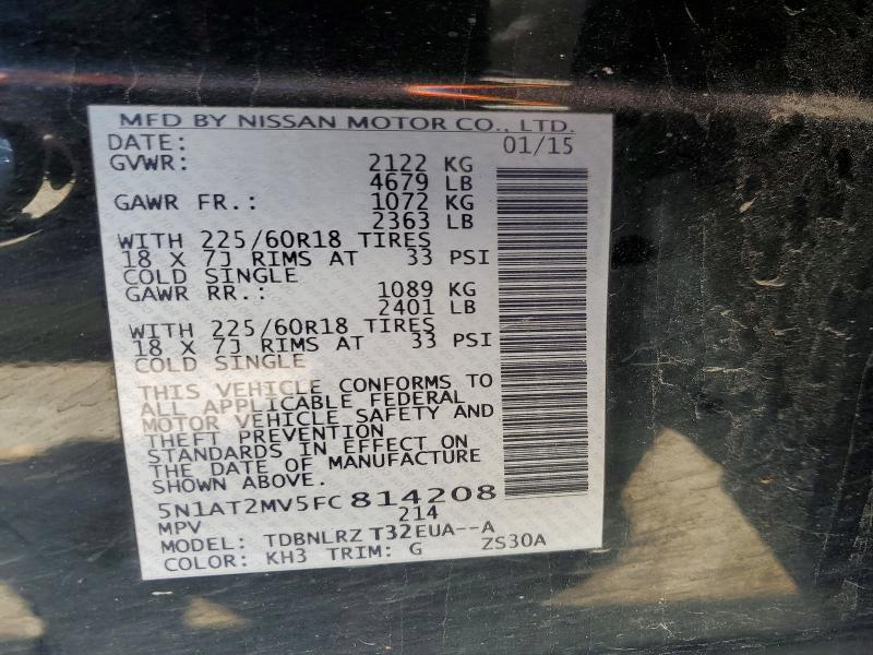 50635306 :رقم المزاد ، 5N1AT2MV5FC814208 vin ، 2015 Nissan Rogue مزاد بيع