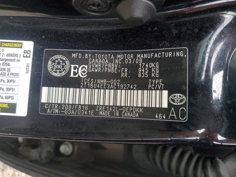 2010 Toyota Corolla მანქანა იყიდება აუქციონზე, vin: 2T1BU4EE3AC192742, აუქციონის ნომერი: 47389866