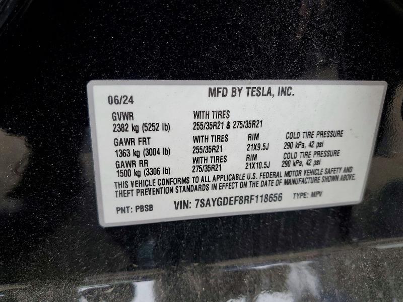 Продажа на аукционе авто 2024 Tesla Model Y, vin: 7SAYGDEF8RF118656, номер лота: 48430026