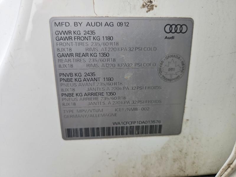 2013 Audi Q5 მანქანა იყიდება აუქციონზე, vin: WA1CFCFP1DA013576, აუქციონის ნომერი: 48668486