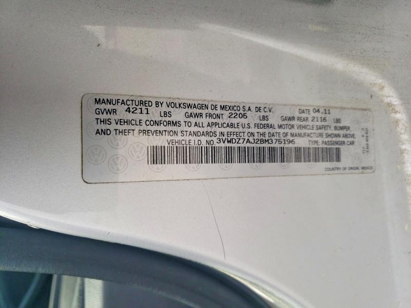 Продажа на аукционе авто 2011 Volkswagen Jetta, vin: 3VWDZ7AJ2BM375196, номер лота: 48565136