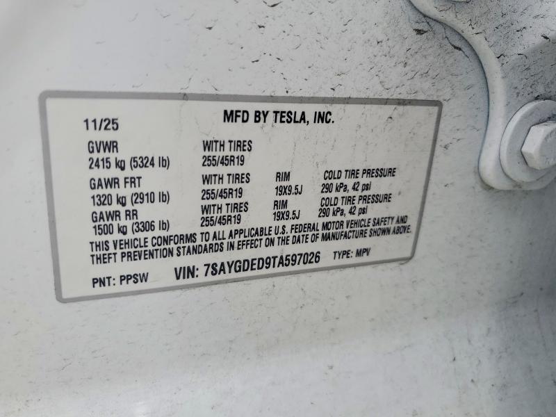 Aukcja sprzedaży 2026 Tesla Model Y, vin: 7SAYGDED9TA597026, numer aukcji: 51366516