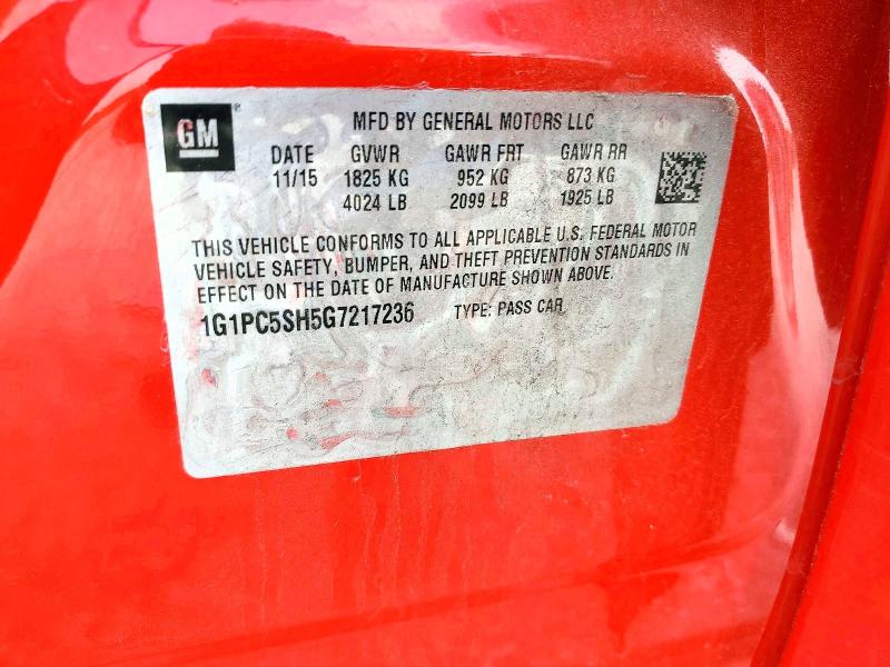 2016 Chevrolet Cruze Limited მანქანა იყიდება აუქციონზე, vin: 1G1PC5SH5G7217236, აუქციონის ნომერი: 50965186
