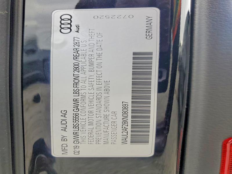 2019 Audi A6 მანქანა იყიდება აუქციონზე, vin: WAUL2AF28KN080897, აუქციონის ნომერი: 48507316