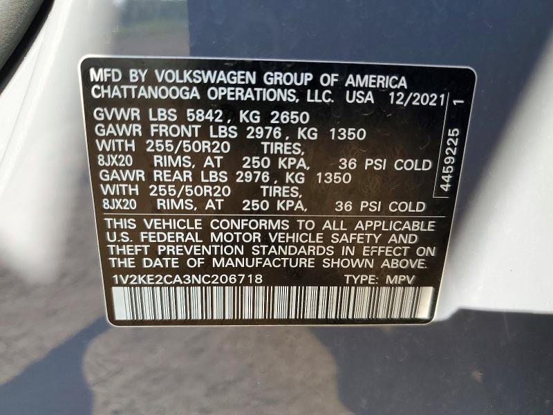 Продажа на аукционе авто 2022 Volkswagen Atlas Cross Sport, vin: 1V2KE2CA3NC206718, номер лота: 50809216