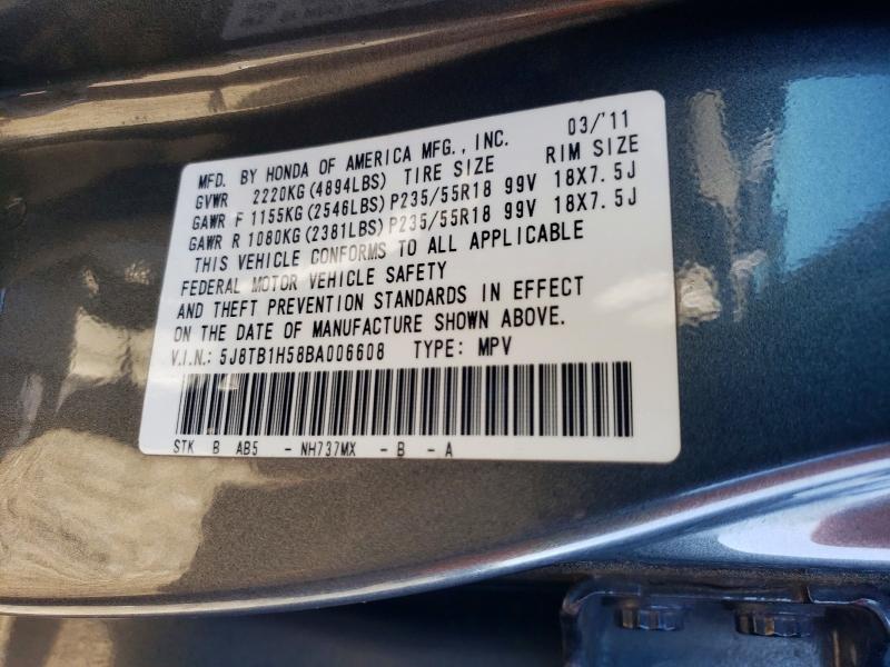 Aukcja sprzedaży 2011 Acura Rdx, vin: 5J8TB1H58BA006608, numer aukcji: 51164586