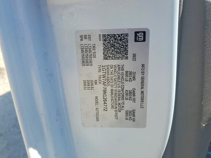 52122296 :رقم المزاد ، 1GTW7AF79N1264772 vin ، 2022 Gmc Savana مزاد بيع