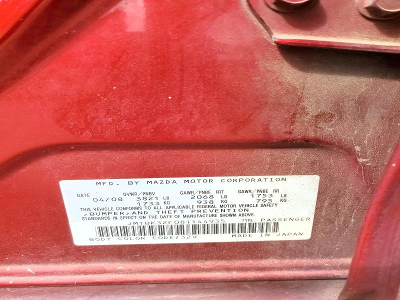 Продаж на аукціоні авто 2008 Mazda 3, vin: JM1BK32F081144935, номер лоту: 50767286