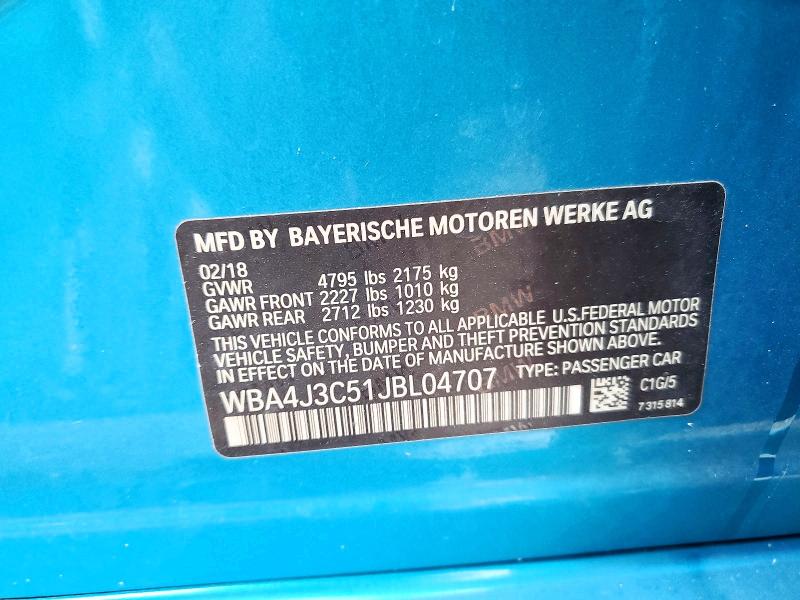 Aukcja sprzedaży 2018 Bmw 430xi, vin: WBA4J3C51JBL04707, numer aukcji: 51006786