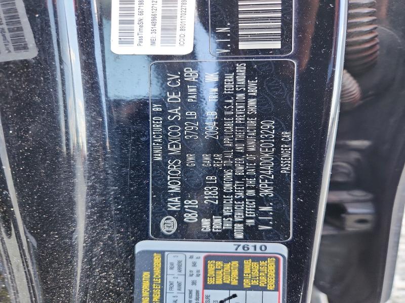 50578046 :رقم المزاد ، 3KPF24AD0KE013290 vin ، 2019 Kia Forte مزاد بيع