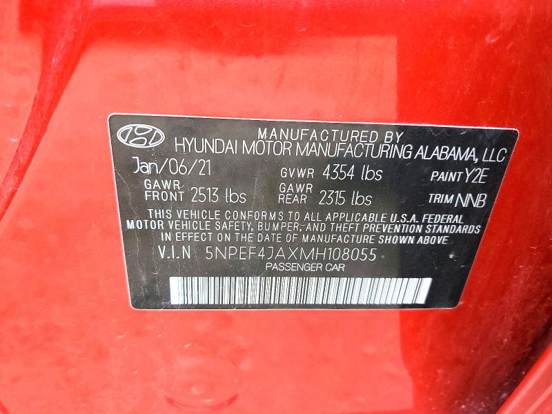Aukcja sprzedaży 2021 Hyundai Sonata, vin: 5NPEF4JAXMH108055, numer aukcji: 50615026