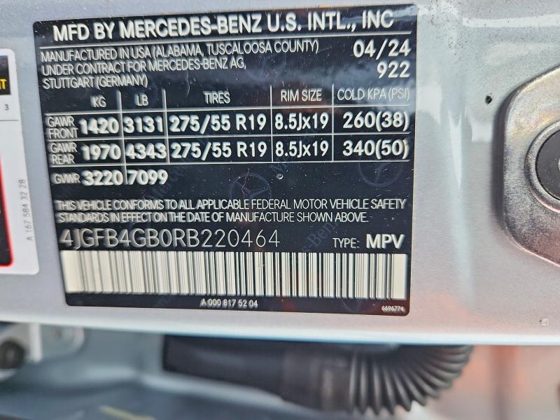 50470056 :رقم المزاد ، 4JGFB4GB0RB220464 vin ، 2024 Mercedes-benz Gle مزاد بيع