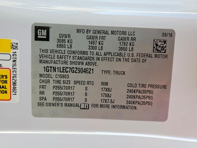Продаж на аукціоні авто 2016 Gmc Sierra, vin: 1GTN1LEC7GZ904621, номер лоту: 51259826