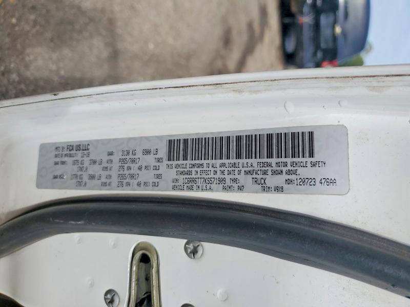 Продажа на аукционе авто 2019 Ram 1500 Classic, vin: 1C6RR6TT7KS571909, номер лота: 50810436