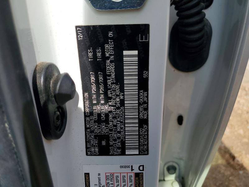 2018 Toyota 4runner მანქანა იყიდება აუქციონზე, vin: JTEBU5JR1J5532526, აუქციონის ნომერი: 48940466