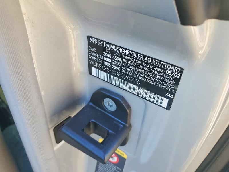 Продажа на аукционе авто 2003 Mercedes-benz Sl, vin: WDBSK75F33F020770, номер лота: 51111676