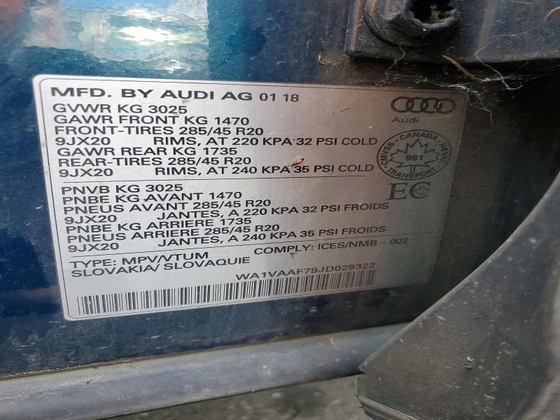 Aukcja sprzedaży 2018 Audi Q7, vin: WA1VAAF79JD029322, numer aukcji: 48715676