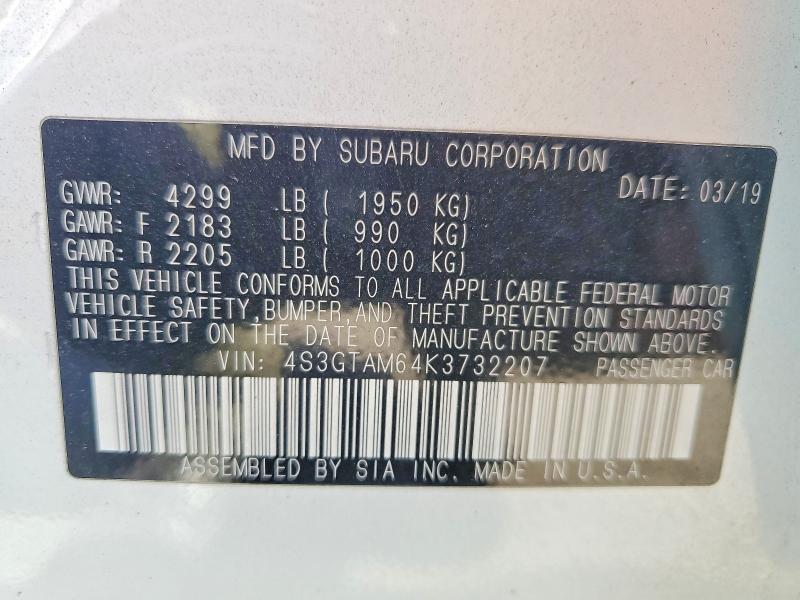Продажа на аукционе авто 2019 Subaru Impreza, vin: 4S3GTAM64K3732207, номер лота: 49758826