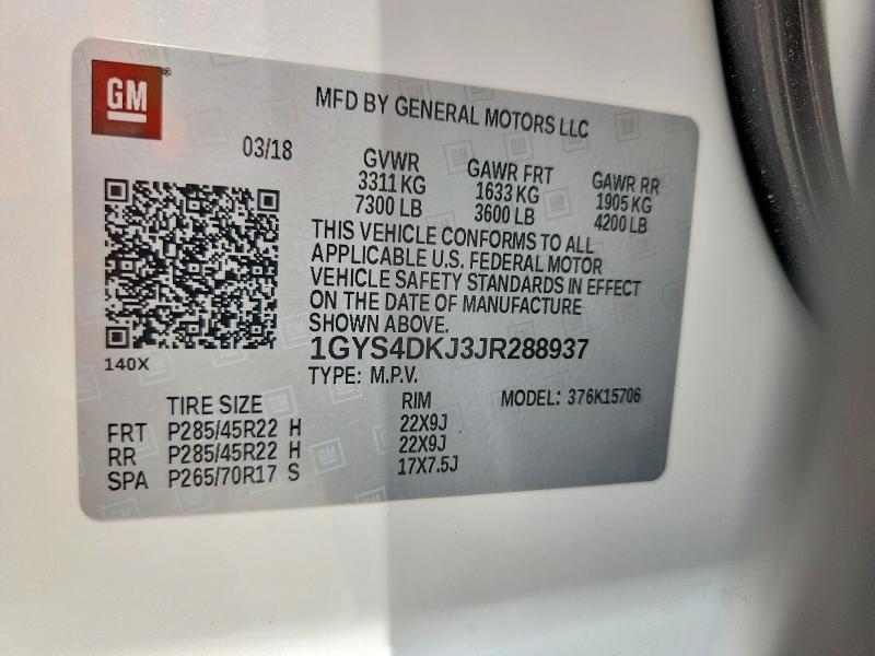 Продажа на аукционе авто 2018 Cadillac Escalade, vin: 1GYS4DKJ3JR288937, номер лота: 50766766