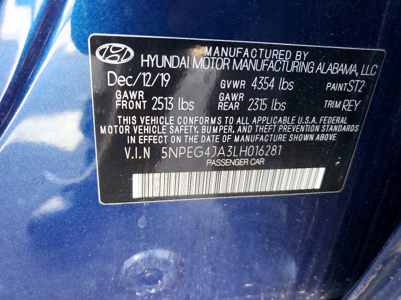Продаж на аукціоні авто 2020 Hyundai Sonata, vin: 5NPEG4JA3LH016281, номер лоту: 49252766