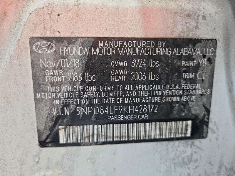 Aukcja sprzedaży 2019 Hyundai Elantra, vin: 5NPD84LF9KH428172, numer aukcji: 48486706