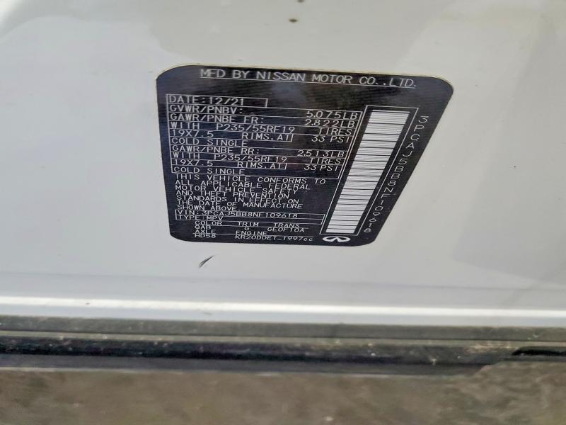 Aukcja sprzedaży 2022 Infiniti Qx50, vin: 3PCAJ5BB8NF109618, numer aukcji: 51423336