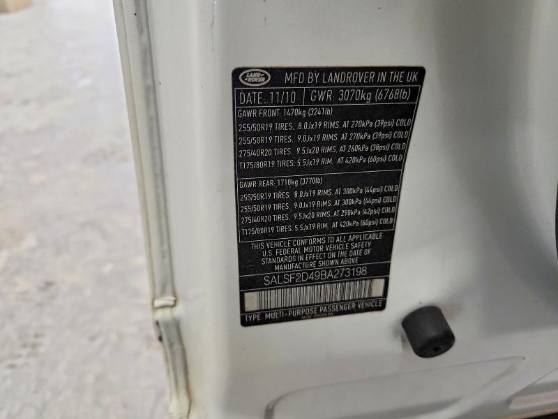 Aukcja sprzedaży 2011 Land Rover Range Rover Sport, vin: SALSF2D49BA273198, numer aukcji: 48788806