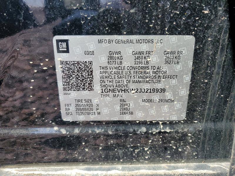 Продажа на аукционе авто 2018 Chevrolet Traverse, vin: 1GNEVHKW2JJ219939, номер лота: 48734486
