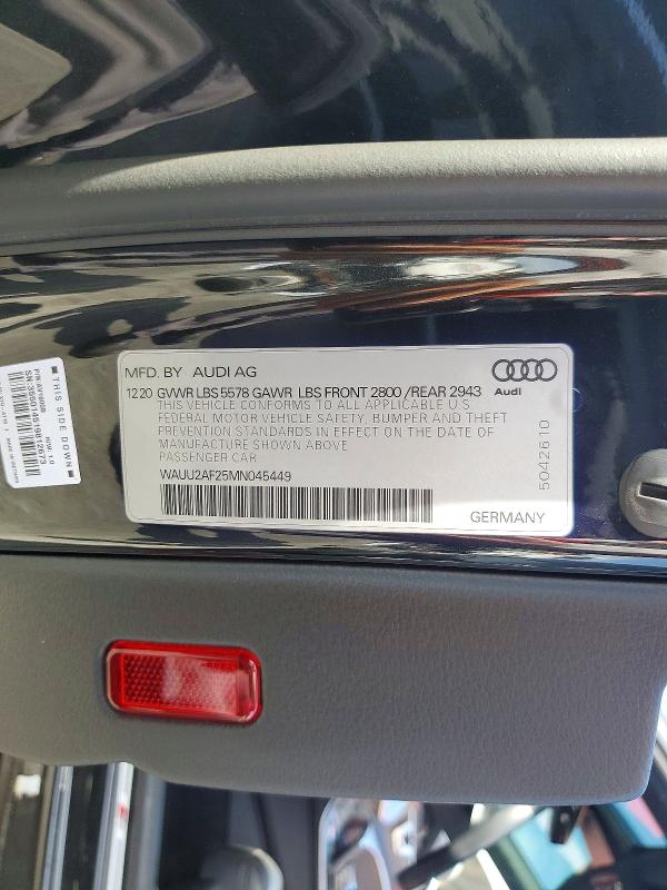 Aukcja sprzedaży 2021 Audi A7, vin: WAUU2AF25MN045449, numer aukcji: 48962956
