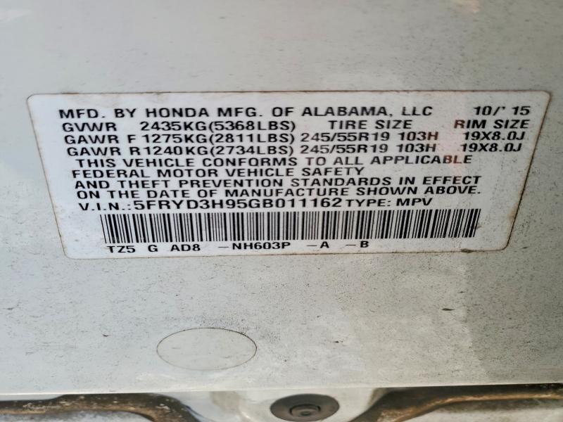 Продажа на аукционе авто 2016 Acura Mdx, vin: 5FRYD3H95GB011162, номер лота: 50346646