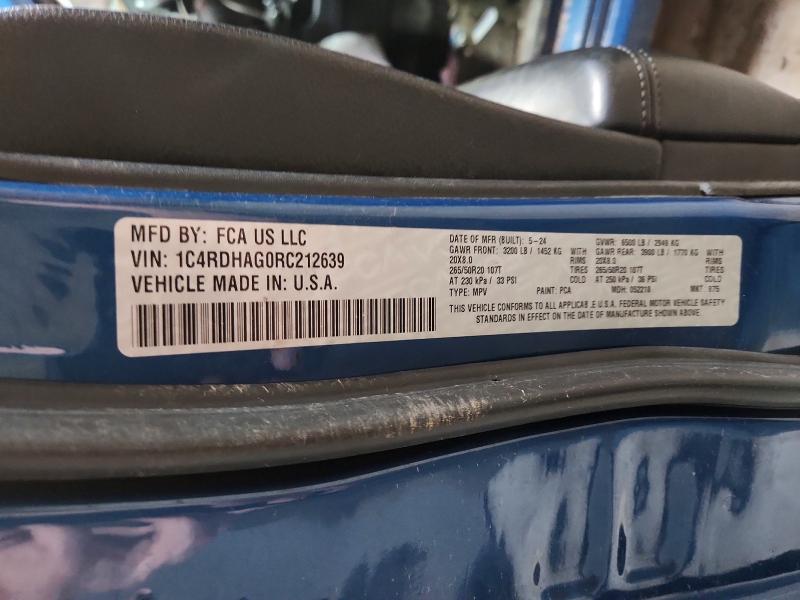 Aukcja sprzedaży 2024 Dodge Durango, vin: 1C4RDHAG0RC212639, numer aukcji: 50994756
