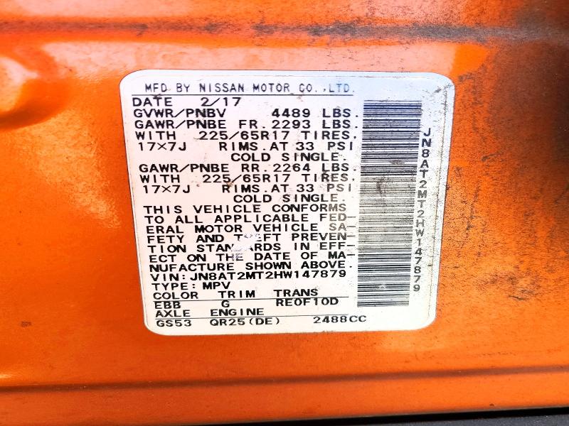 Продаж на аукціоні авто 2017 Nissan Rogue, vin: JN8AT2MT2HW147879, номер лоту: 56067746