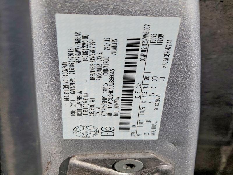 Aukcja sprzedaży 2018 Ford Escape, vin: 1FMCU9HD6JUB56045, numer aukcji: 50183256