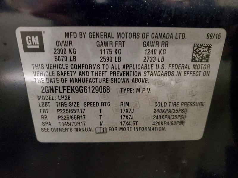 2016 Chevrolet Equinox მანქანა იყიდება აუქციონზე, vin: 2GNFLFEK9G6129068, აუქციონის ნომერი: 50146156