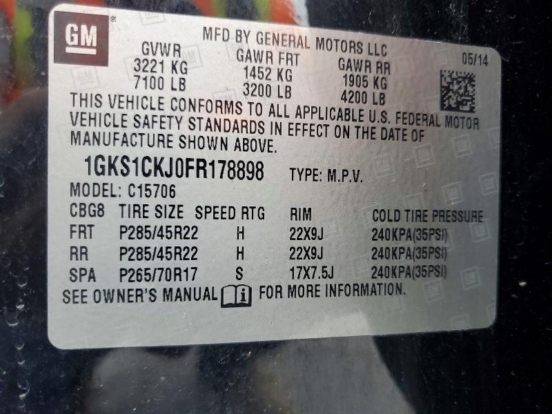 2015 Gmc Yukon მანქანა იყიდება აუქციონზე, vin: 1GKS1CKJ0FR178898, აუქციონის ნომერი: 51193656