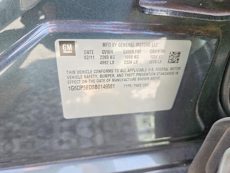 48064496 :رقم المزاد ، 1G6DP5ED5B0149581 vin ، 2011 Cadillac Cts مزاد بيع