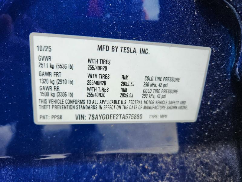 Aukcja sprzedaży 2026 Tesla Model Y, vin: 7SAYGDEE2TA575880, numer aukcji: 77740985