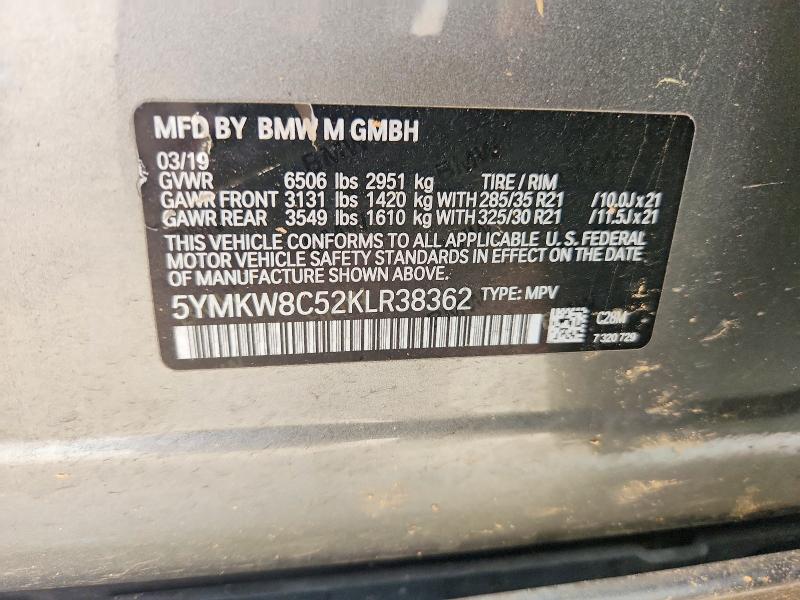 Aukcja sprzedaży 2019 Bmw X6, vin: 5YMKW8C52KLR38362, numer aukcji: 51093696
