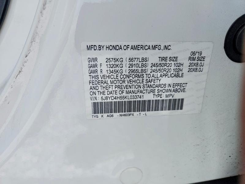 Aukcja sprzedaży 2019 Acura Mdx, vin: 5J8YD4H55KL033741, numer aukcji: 48581316
