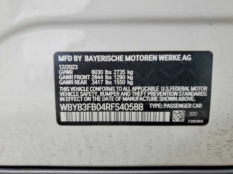 Продаж на аукціоні авто 2024 Bmw I4, vin: WBY83FB04RFS40588, номер лоту: 48870146