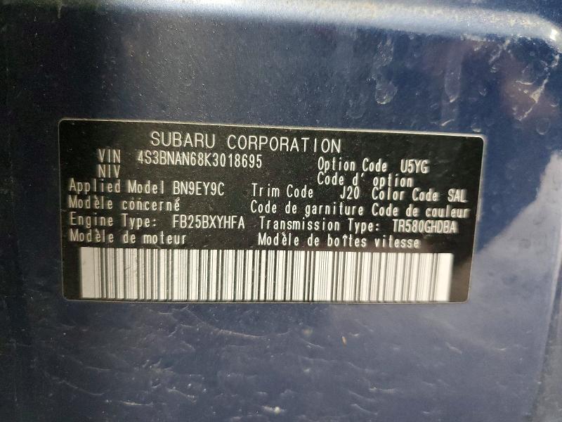 Aukcja sprzedaży 2019 Subaru Legacy, vin: 4S3BNAN68K3018695, numer aukcji: 51595576
