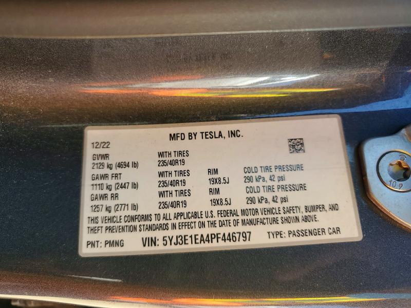 Продажа на аукционе авто 2023 Tesla Model 3, vin: 5YJ3E1EA4PF446797, номер лота: 49027676